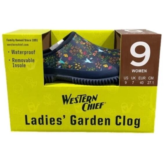 Western Chief Ladies Garden Clog Rubber Hummingbird Size 9 NEW - Picture 1 of 9